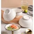 Set of 6 White Ceramic Bowls - 5.5" - 2