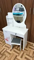 Jedwali la Vipodozi Nyeupe na Kioo cha Oval - 2