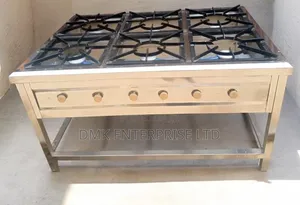 New Heavy-Duty Stainless Steel 6-Burner Commercial Gas Cooker