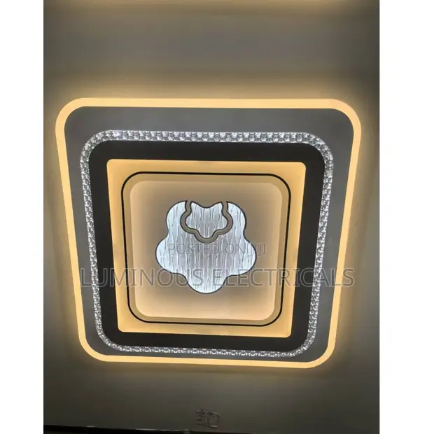 Premium Concentric Square LED Ceiling Light with Crystal - 1