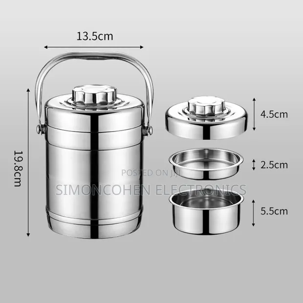 1.4L Stainless Steel 3-in-1 Food Flask Lunchbox - 1