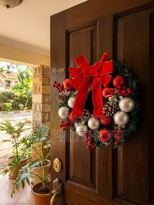 Kengele ya Krismasi Nyekundu ya 36cm na Kiunzi cha Teardrop