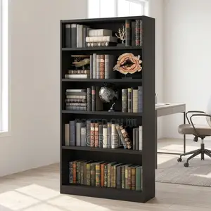 Rafu ya Vitabu ya Ofisi ya 5-Shelf - Nyeusi