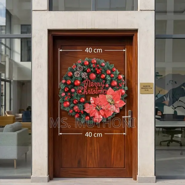 Wreath ya Krismasi ya Kuingilia Kubwa 40cm - 1