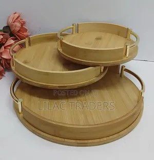 Luxury Bamboo Serving Tray with Golden Handles