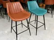 Luxury Brown Bar Chairs with Black Leather (Set of 2) - 1