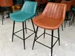 Luxury Brown Bar Chairs with Black Leather (Set of 2) - 2