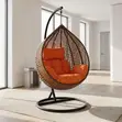 Kiti cha Swing cha bustani cha pande zote kilichosokotwa - 4