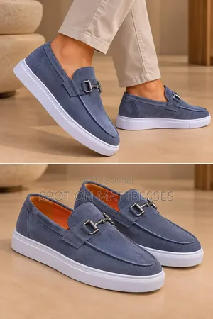 Santoni Suede Loafers - Men's Blue, Sizes 40-45