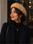 Pearl Detailed Wool Berets - 1