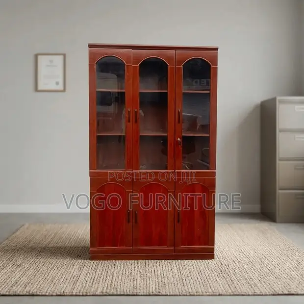 3-Door Mahogany Office Cabinet - 1