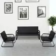 Executive 5-Seater Reception Sofa - Black Faux Leather - 1