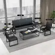 Executive 5-Seater Reception Sofa - Black Faux Leather - 3