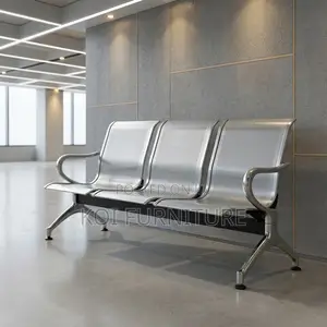 Three-Seater Non-Padded Metallic Reception Bench