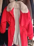 Thrift Red Leather Jacket - Wanawake L - 2