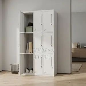 9-Door Institutional Locker Cabinet - White Steel