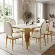 Gold Frame 6-Person Glass Dining Table Set - 1