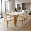 Gold Frame 6-Person Glass Dining Table Set - 4