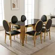 Gold Frame 6-Person Glass Dining Table Set - 5