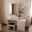 White Vanity Dressing Table with Mirror - 1