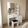 White Vanity Dressing Table with Mirror - 2