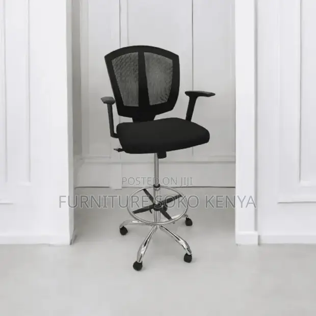 Ergonomic Stool Office Chair - Black - 1