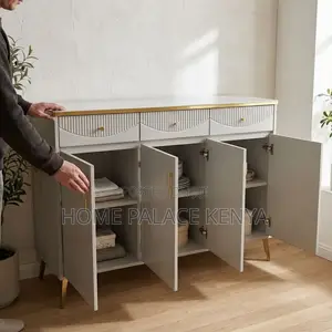 Home Palace 3-Door Wooden Kitchen Cabinet - Gray