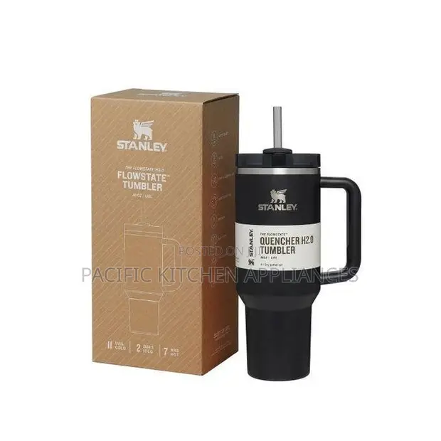 Black 40oz Insulated Stainless Steel Flask na Straw - 1