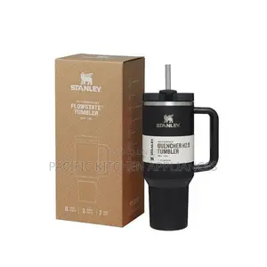 Black 40oz Insulated Stainless Steel Flask na Straw