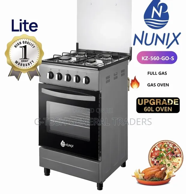 Nunix 4 Gas Burner Cooker with Gas Oven KZ-560-GO-S - 1