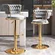 Royal Blue Velvet Adjustable Bar Stool - 1