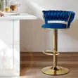 Royal Blue Velvet Adjustable Bar Stool - 3
