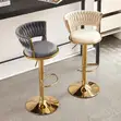 Royal Blue Velvet Adjustable Bar Stool - 5