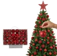 101 Pcs Red Christmas Baubles Set with Star Tree Topper - 1