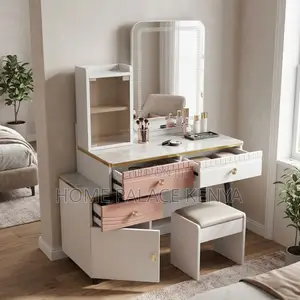 LED Square Mirrored Vanity Set - White