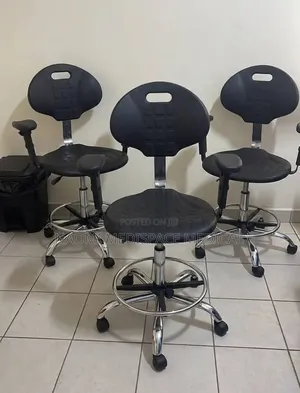Black Doctor's Revolving Stool with Backrest