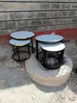 Meza za Kahawa za Mviringo za Marumaru Zinazopishana - 2
