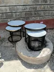 Meza za Kahawa za Mviringo za Marumaru Zinazopishana - 3