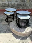 Meza za Kahawa za Mviringo za Marumaru Zinazopishana - 4