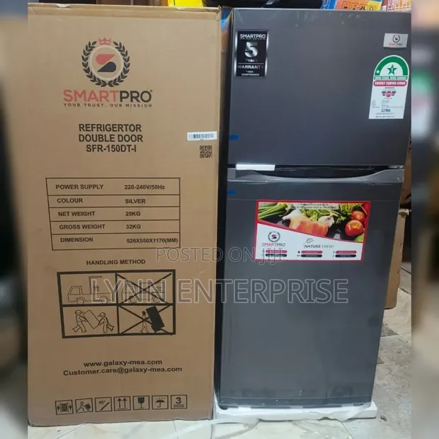 Smart Pro SFR-150-DT-I Fridge Mlango Mbili, 121L - Silver - 1