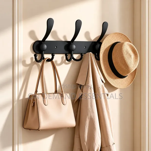 Black Stainless Steel Wall-Mounted Hook Rack - 1