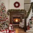 2.7M Pre-Lit Staircase Garland with Red Berries - 2