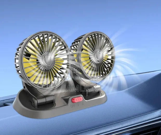 12V Feni Mbili za Kupooza Gari Feni ya Dashibodi Inazunguka 360° - 1