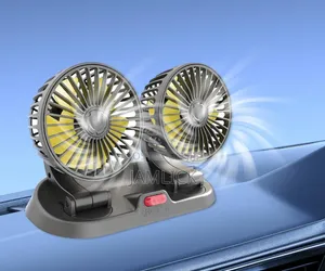 12V Feni Mbili za Kupooza Gari Feni ya Dashibodi Inazunguka 360°