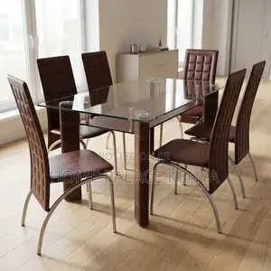 Home Palace Brown Glass Top Dining Set (6 Seater)