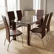 Home Palace Brown Glass Top Dining Set (6 Seater) - 1