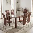 Home Palace Brown Glass Top Dining Set (6 Seater) - 2