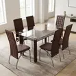 Home Palace Brown Glass Top Dining Set (6 Seater) - 3