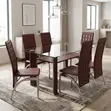 Home Palace Brown Glass Top Dining Set (6 Seater) - 4
