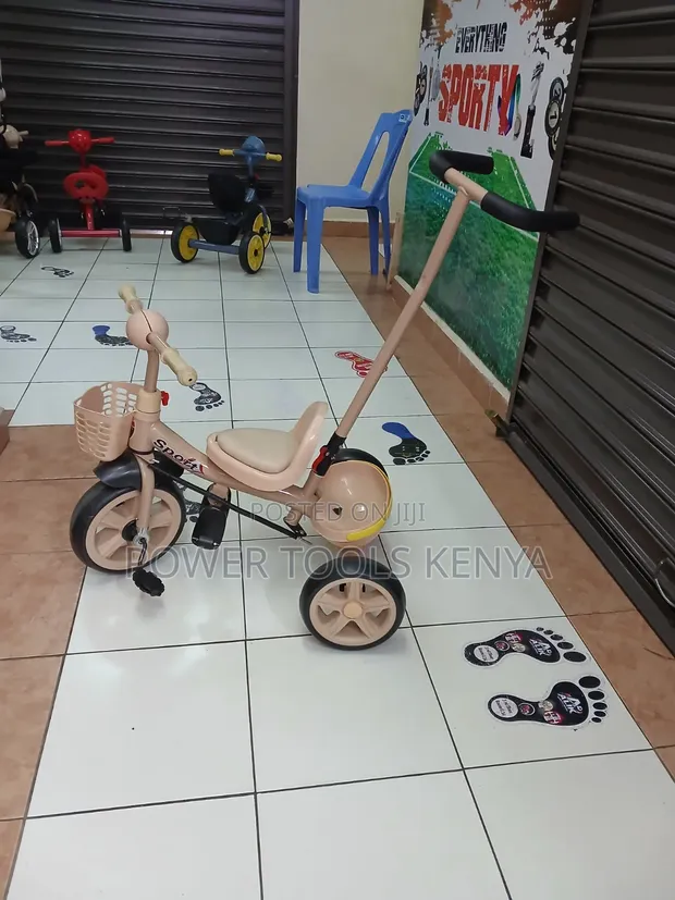 Kids Tricycle with Parent Push Handle & Dual Baskets - 1